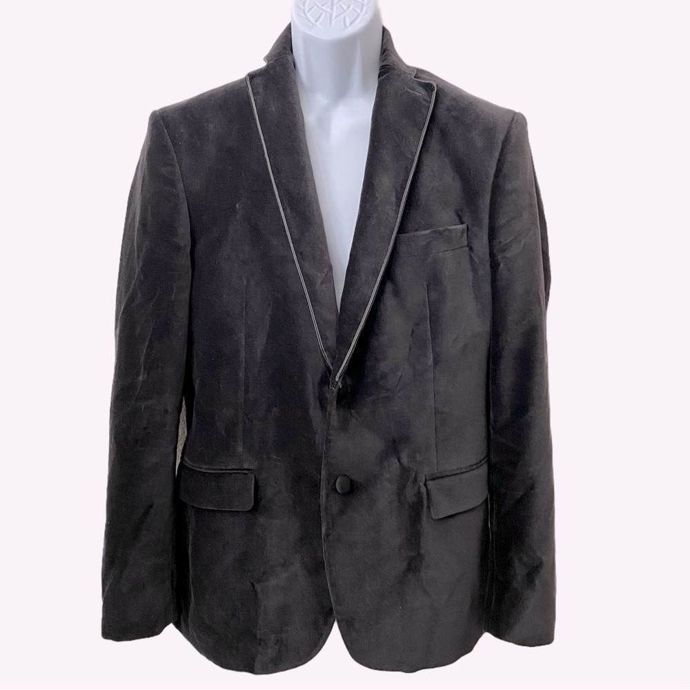 Zara Man, Velvet Two Button Grey Velvet Blazer Jacket Coat Quiet Luxury